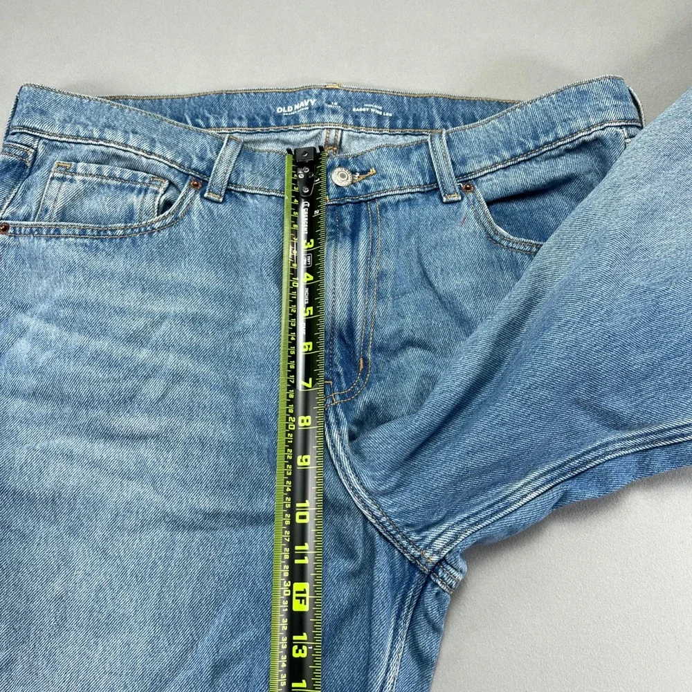 Old Navy Baggy Jeans Women 16 Petite Blue Drapey Denim Cotton High Rise Wide Leg